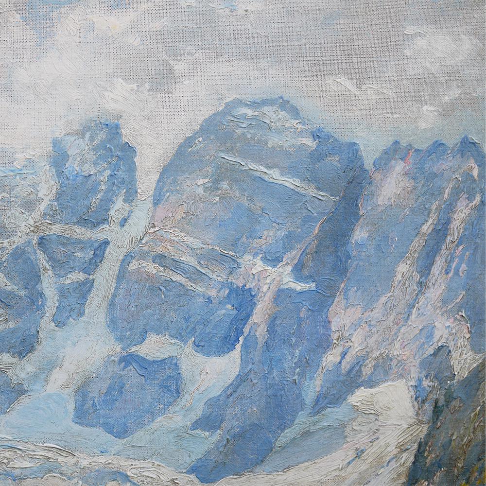 Oiled Mountains Landscape Oil Painting, Dolomites, around 1930