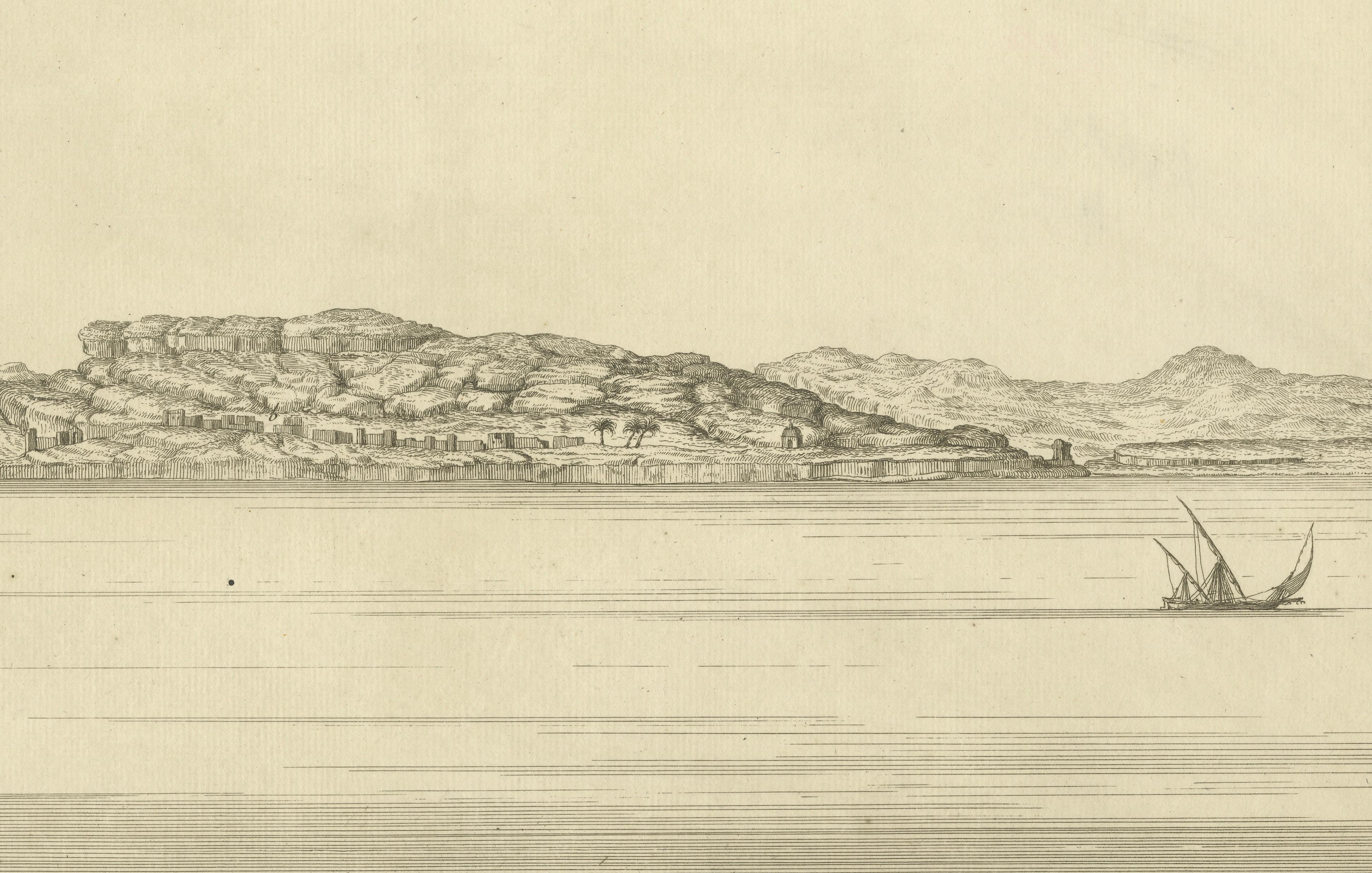 Mountains of Bennehassein and Hermit Grottos – Nile Engraving, c.1755