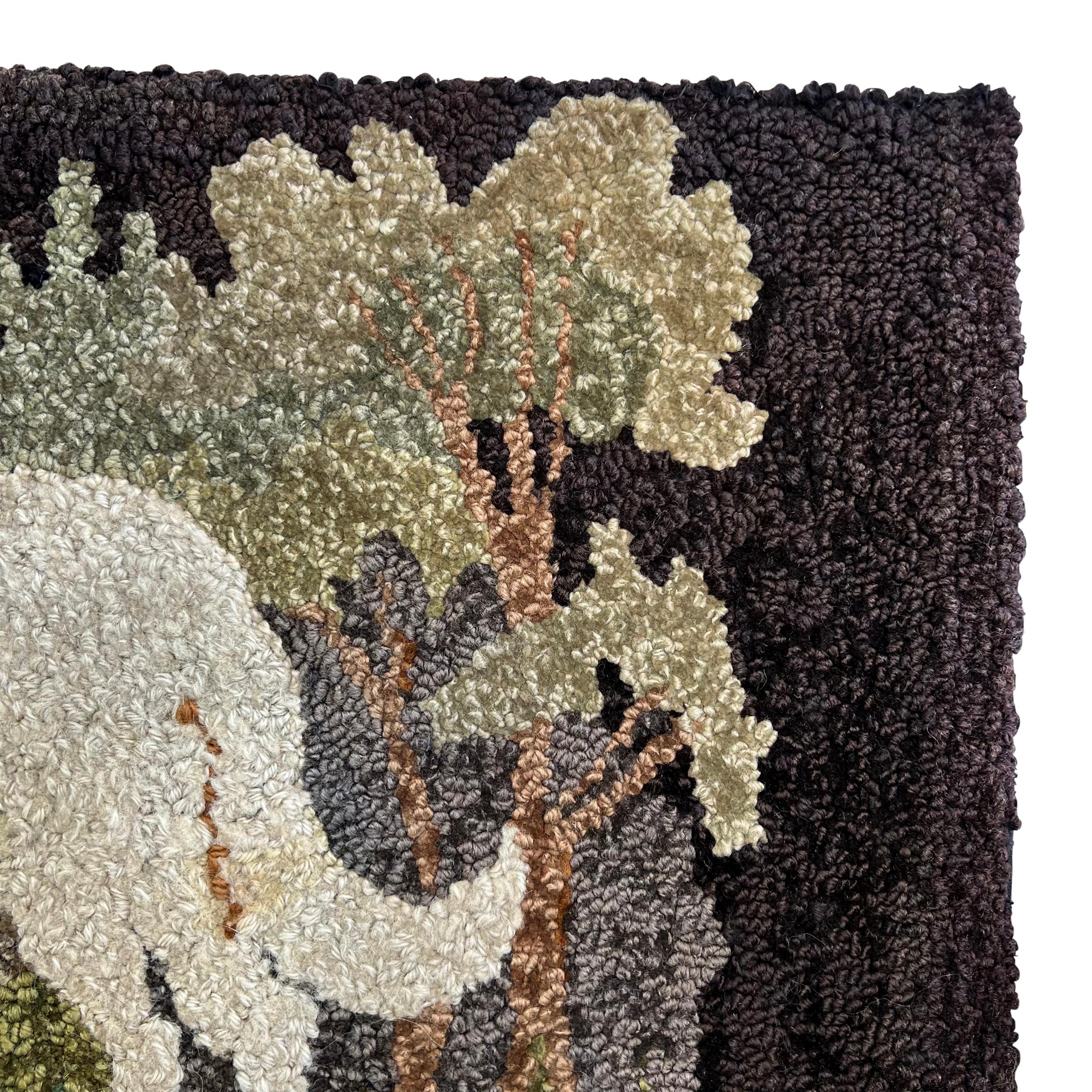 Mounted 19th Century American Wolfhound Hooked Rug For Sale 5