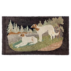 Mounted 19th Century American Wolfhound Hooked Rug