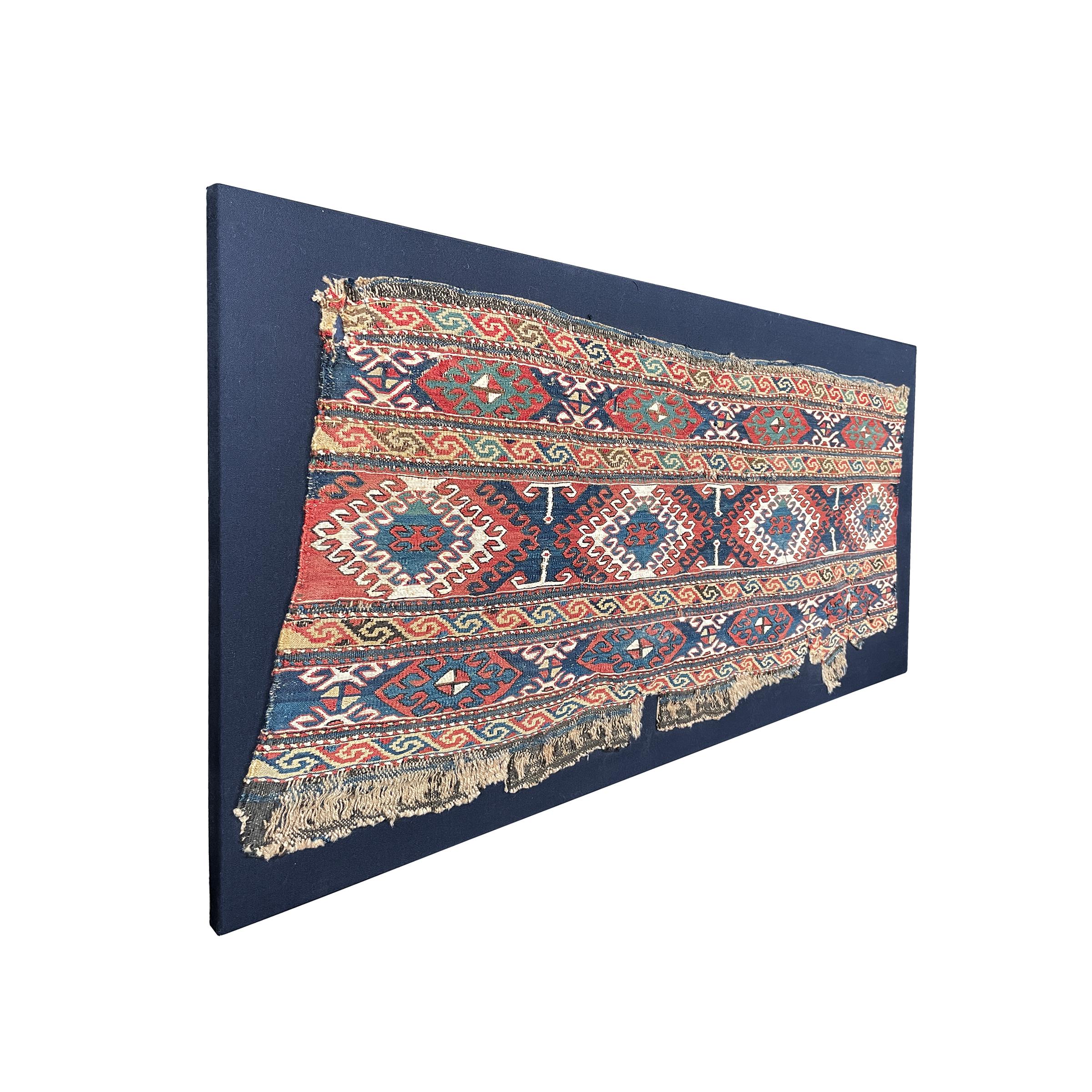 Tribal Mounted 19th Century Soumak Rug Fragment