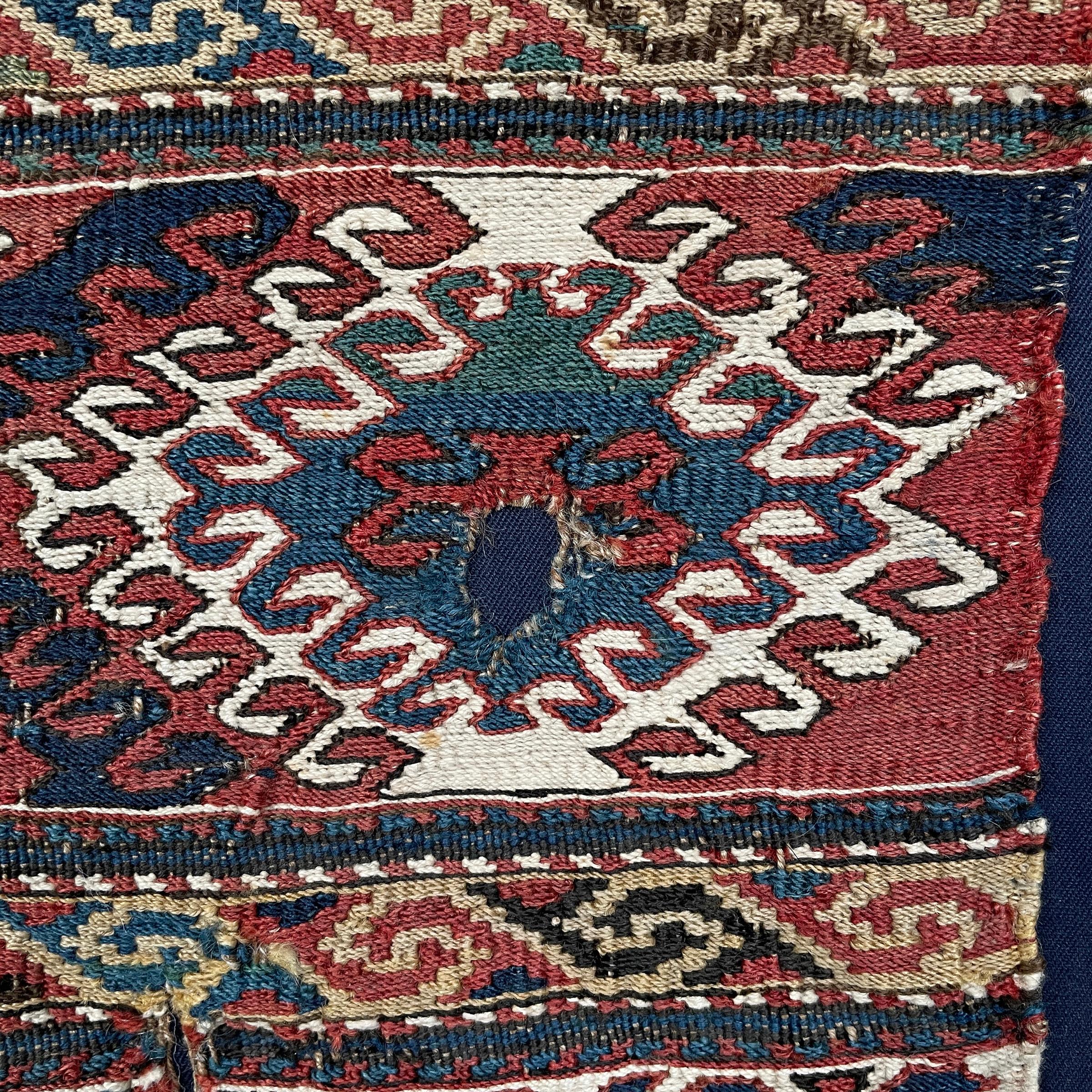 Mounted 19th Century Soumak Rug Fragment In Good Condition For Sale In Chicago, IL