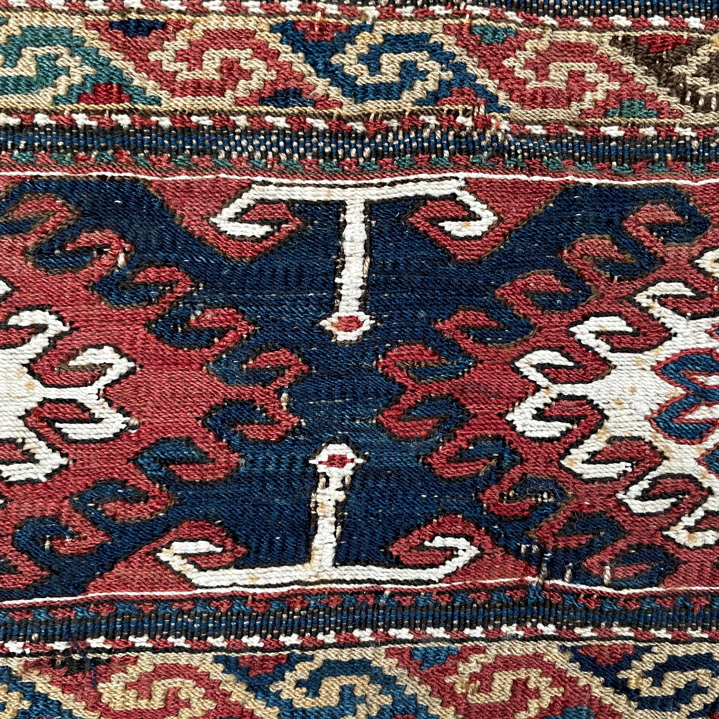 Wool Mounted 19th Century Soumak Rug Fragment For Sale
