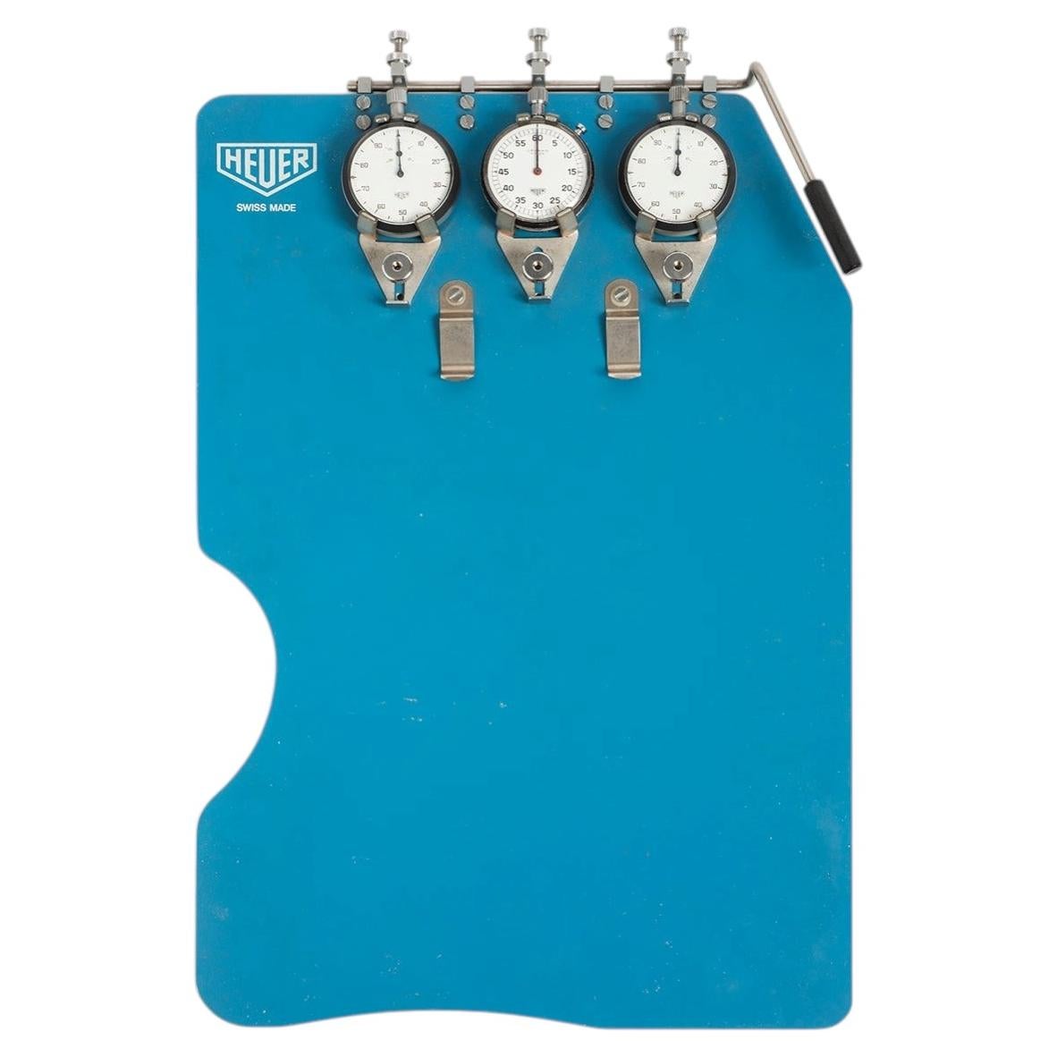 Mounted 3 Heuer stop watches, two reference 403.213, Ufland Timer