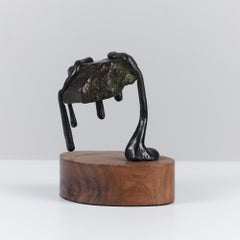 Post-Modern Bronze Sculpture by Palewic on Wood Base, 1981