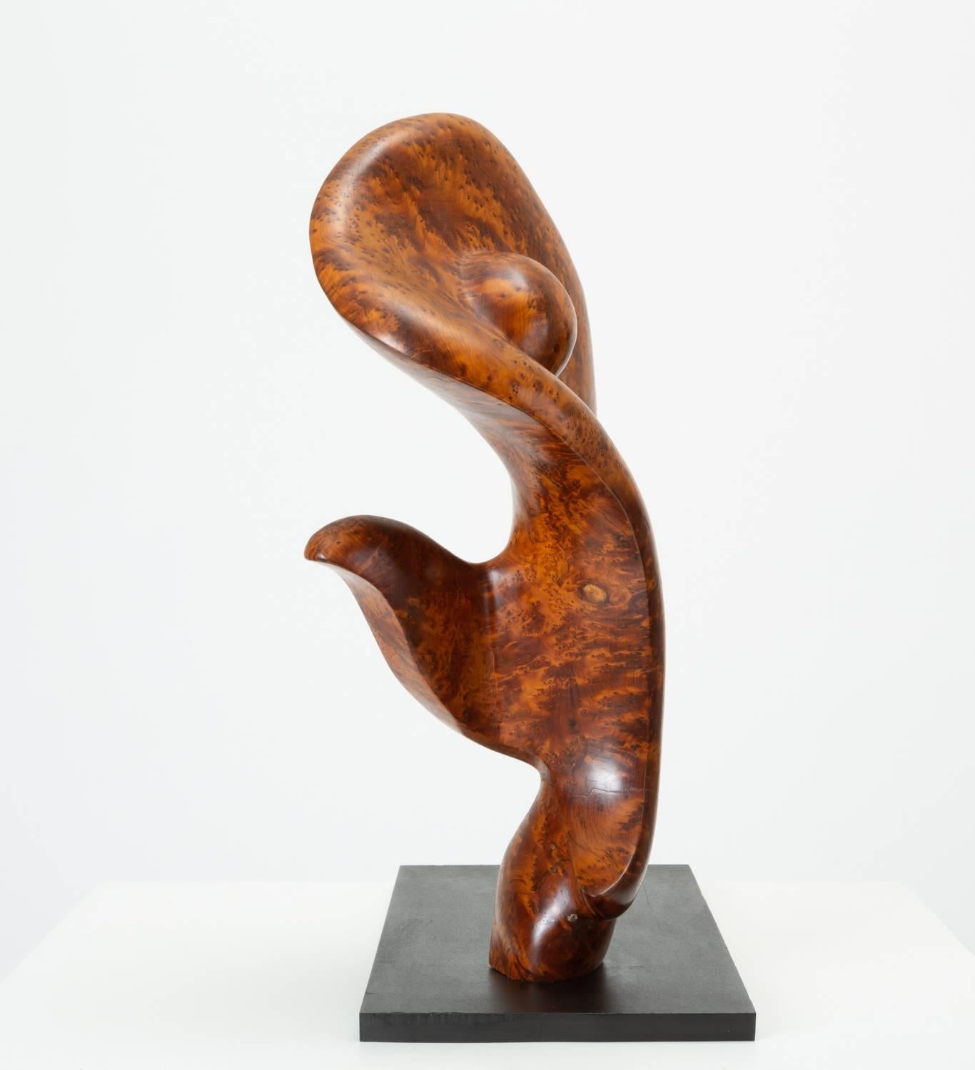 American Craftsman Mounted Abstract Sculpture in Bird's-Eye Mahogany