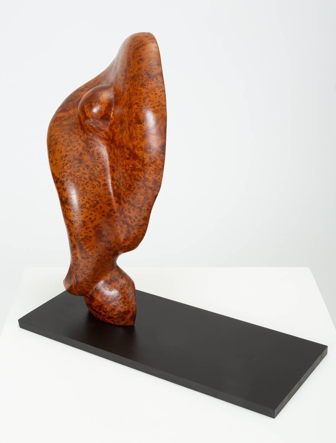 20th Century Mounted Abstract Sculpture in Bird's-Eye Mahogany