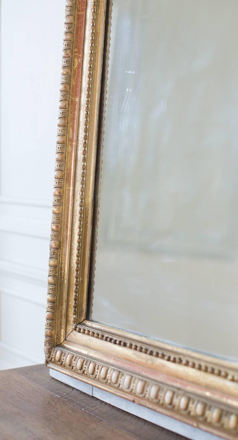 Mounted Antique Mirror with Guilded Crest, circa 1880 For Sale 1