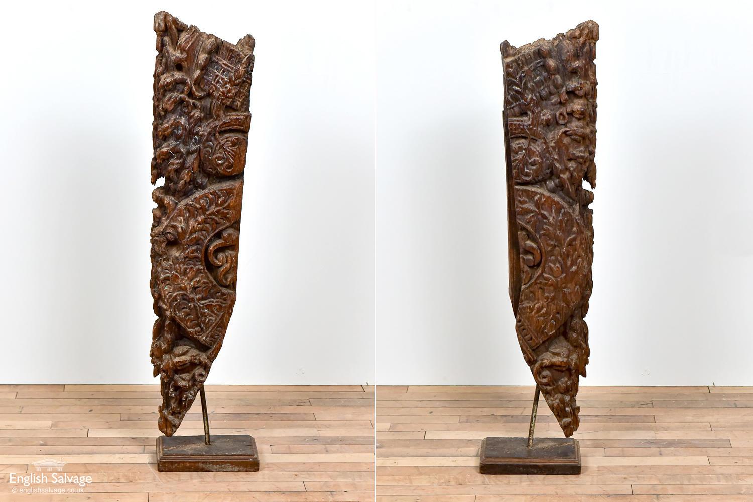 Teak Mounted Antique Wooden Carvings, 20th Century For Sale