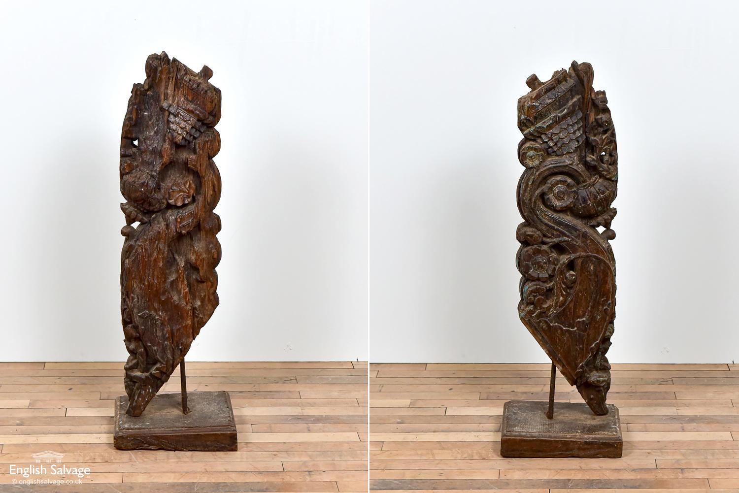 Mounted Antique Wooden Carvings, 20th Century For Sale 1