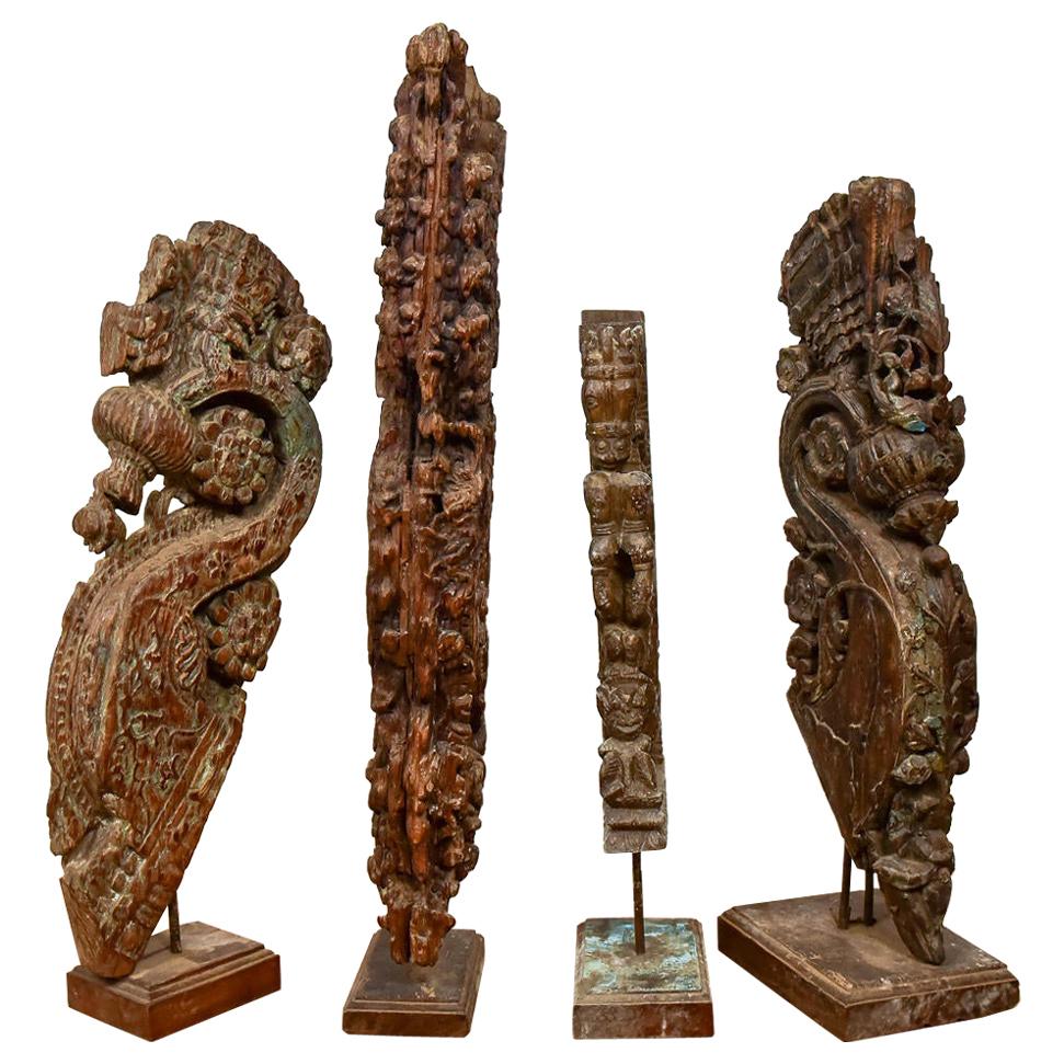 Mounted Antique Wooden Carvings, 20th Century For Sale at 1stDibs