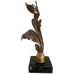 Mounted Brass Feather Architectural Element Paper Weight Bookend