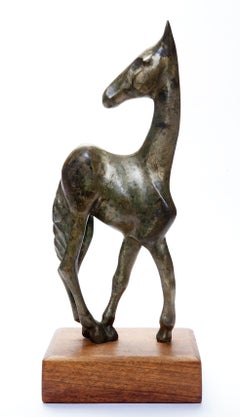 Mounted Bronze Horse Sculpture