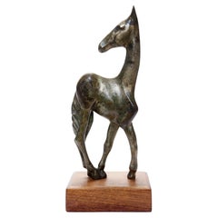 Mounted Bronze Horse Sculpture
