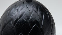 Mounted Carved Black Ostrich Egg with Finial