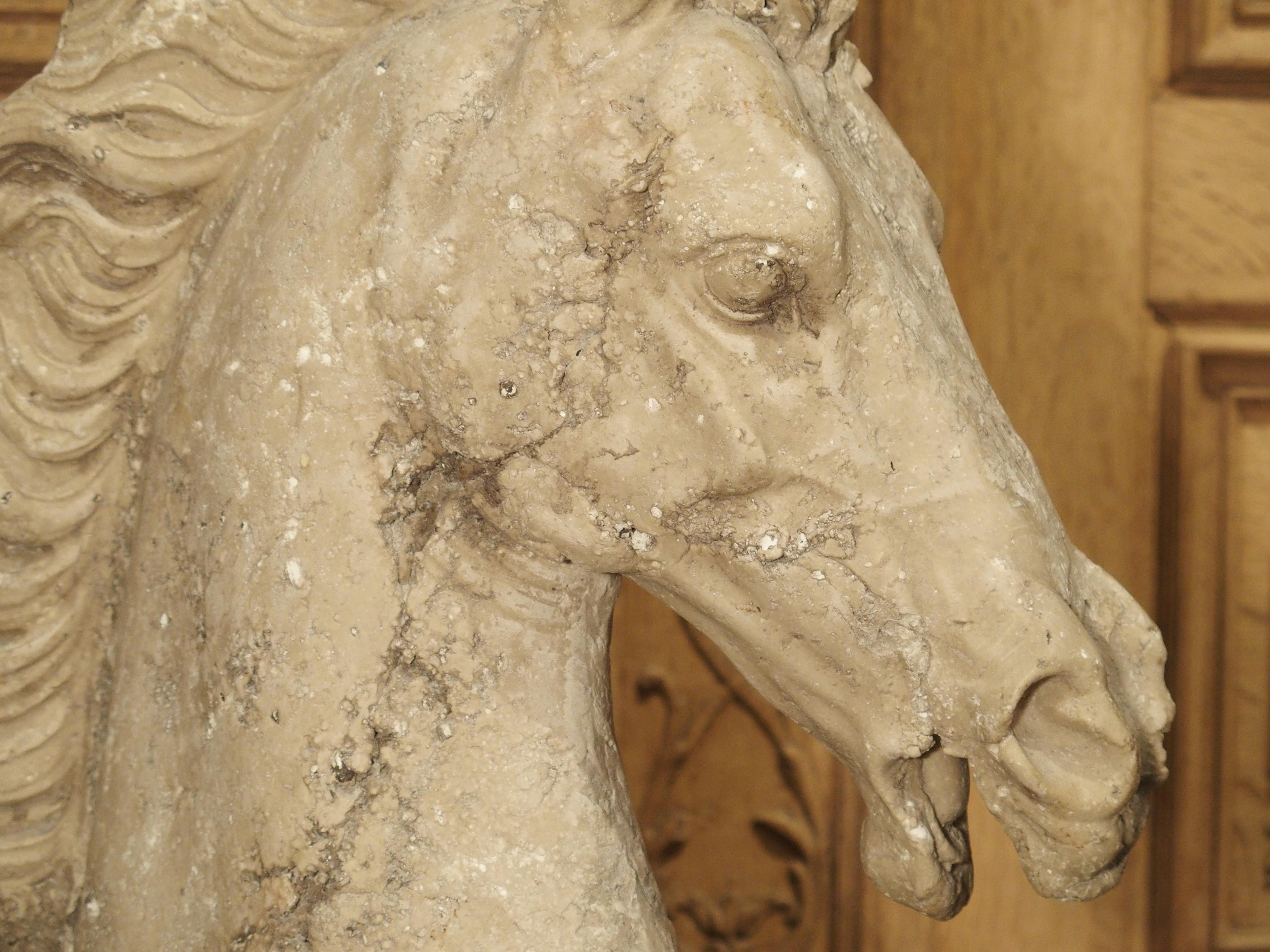 Mounted Cast Stone Horse Head on Iron Base 2
