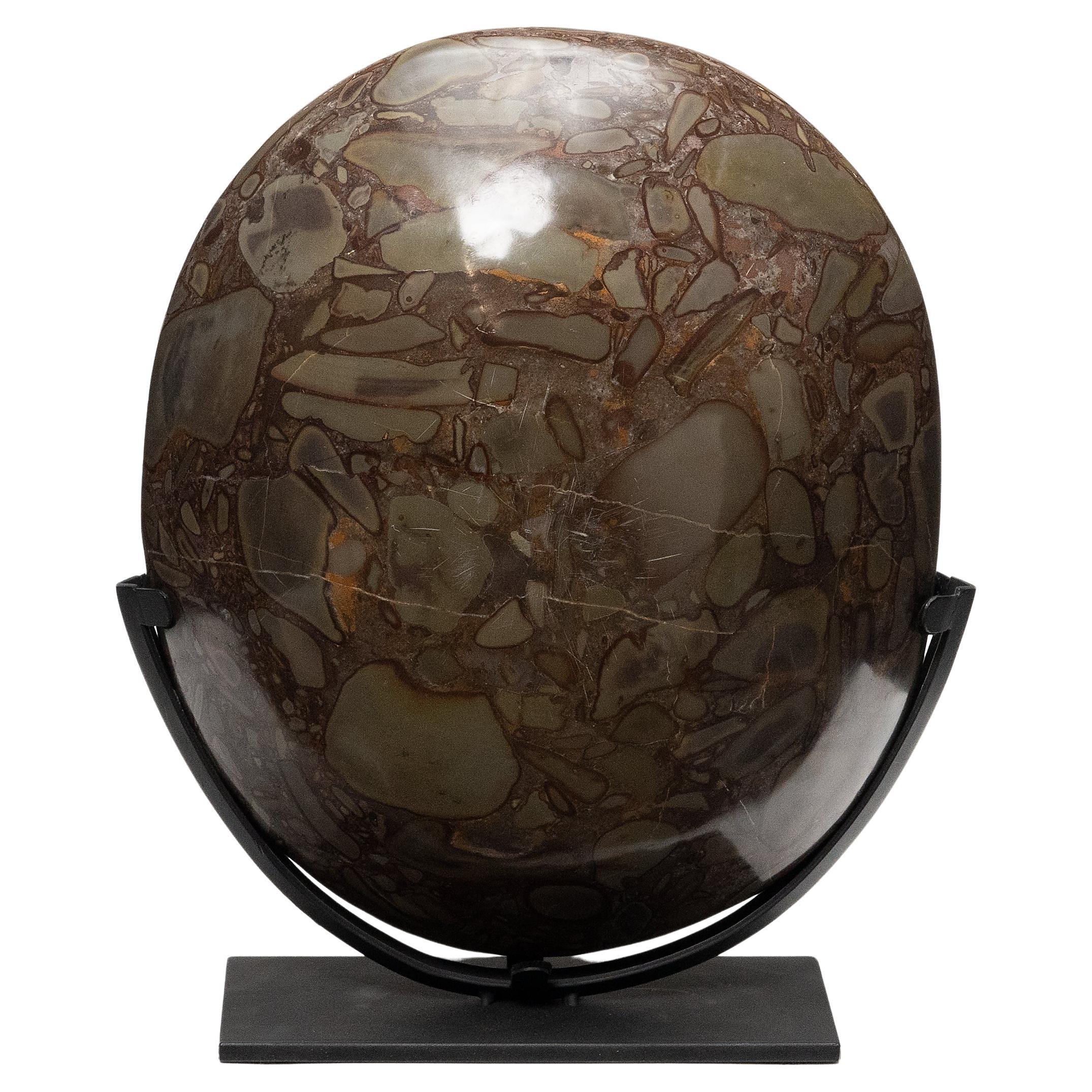 Mounted Chinese Meditation Puddingstone For Sale