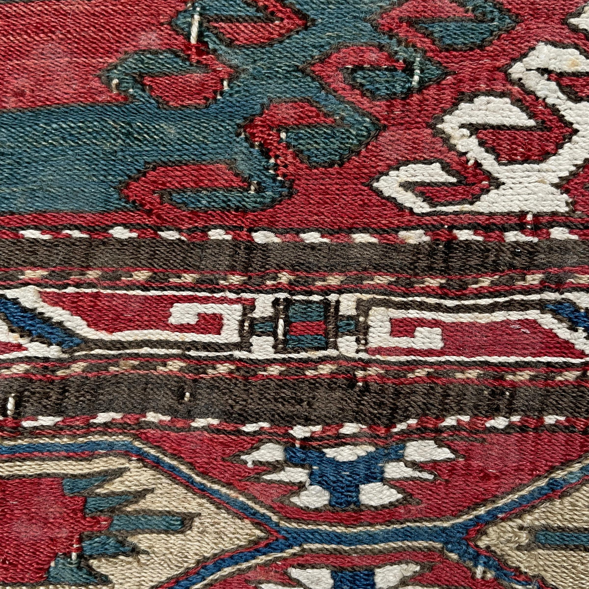 Mounted Early 20th Century Soumak Rug Fragment For Sale 1