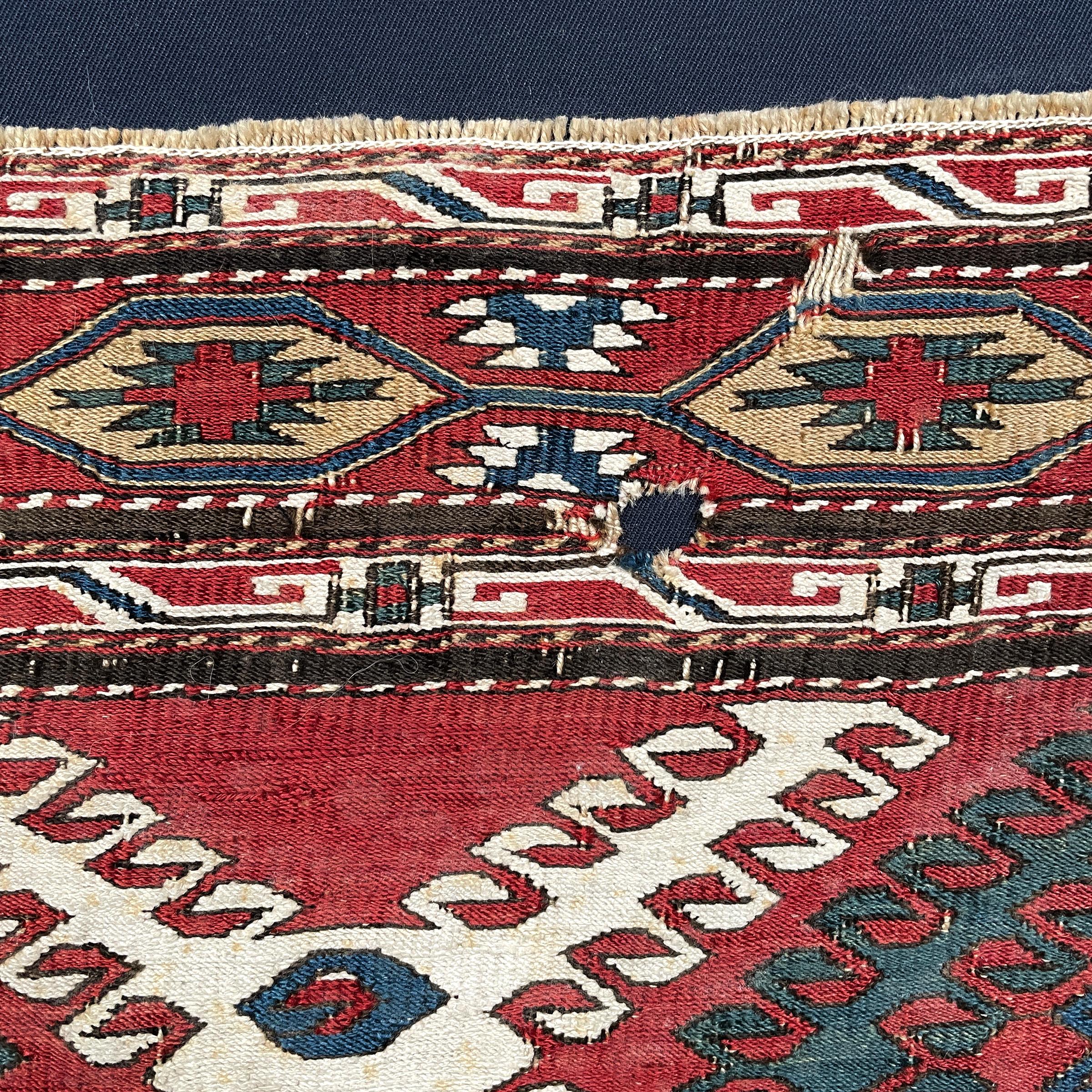 Mounted Early 20th Century Soumak Rug Fragment For Sale 2
