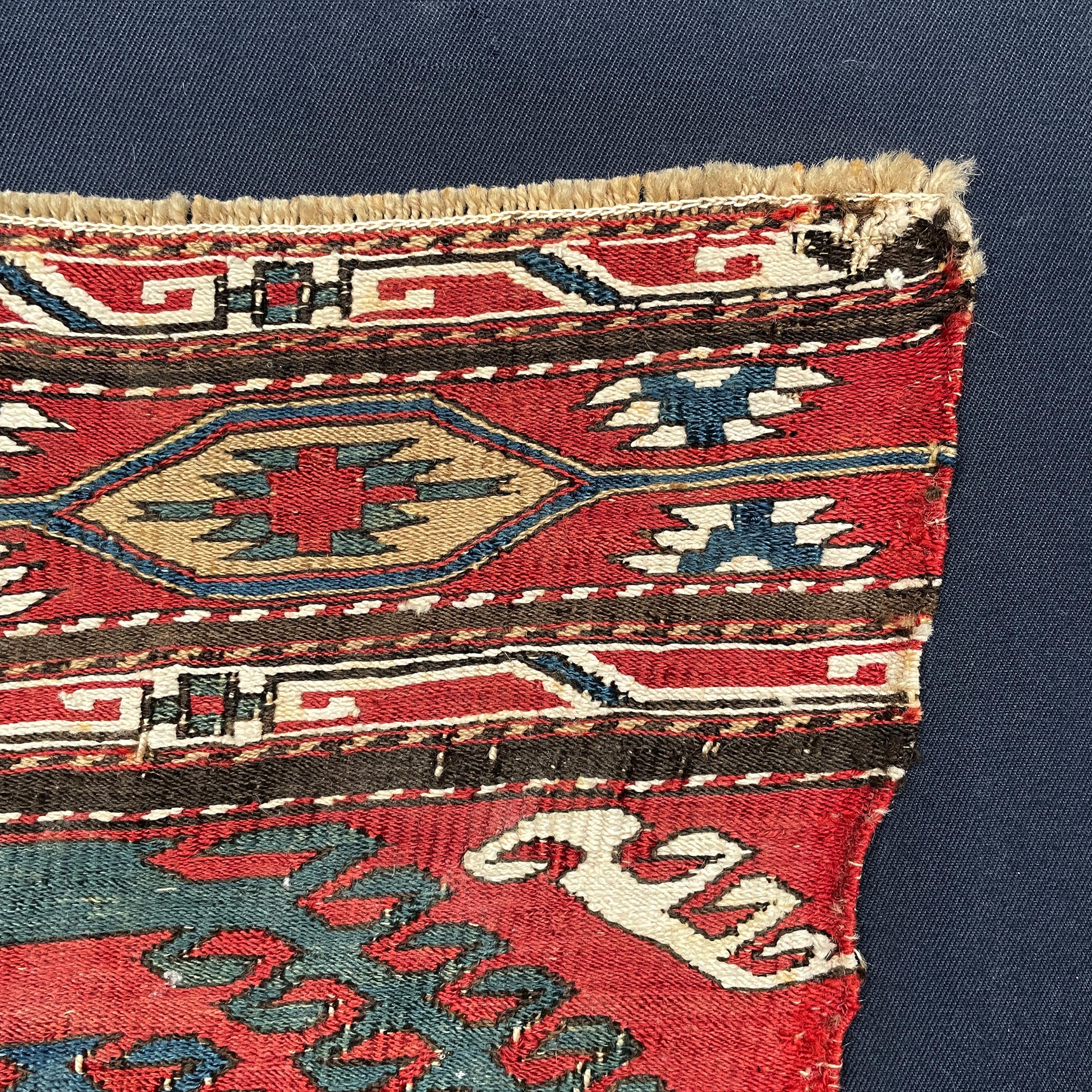 Mounted Early 20th Century Soumak Rug Fragment For Sale 3