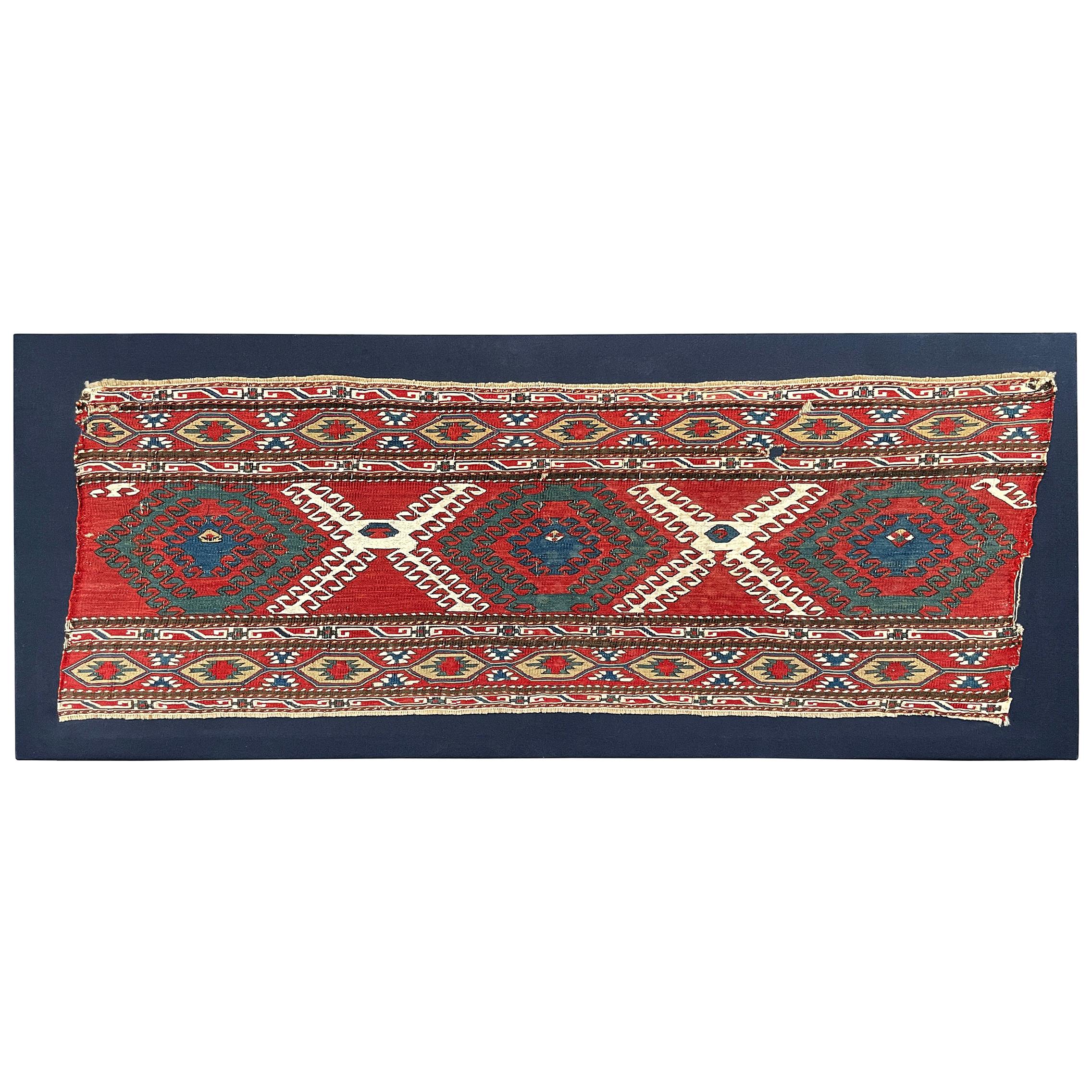 Mounted Early 20th Century Soumak Rug Fragment For Sale