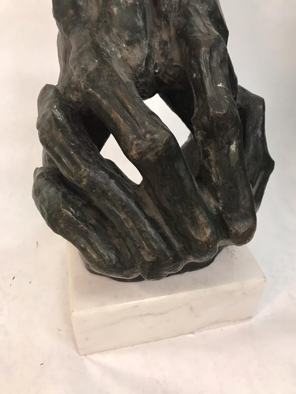 Americano Scultura figurativa in bronzo montata di Elias Lifshitz in vendita