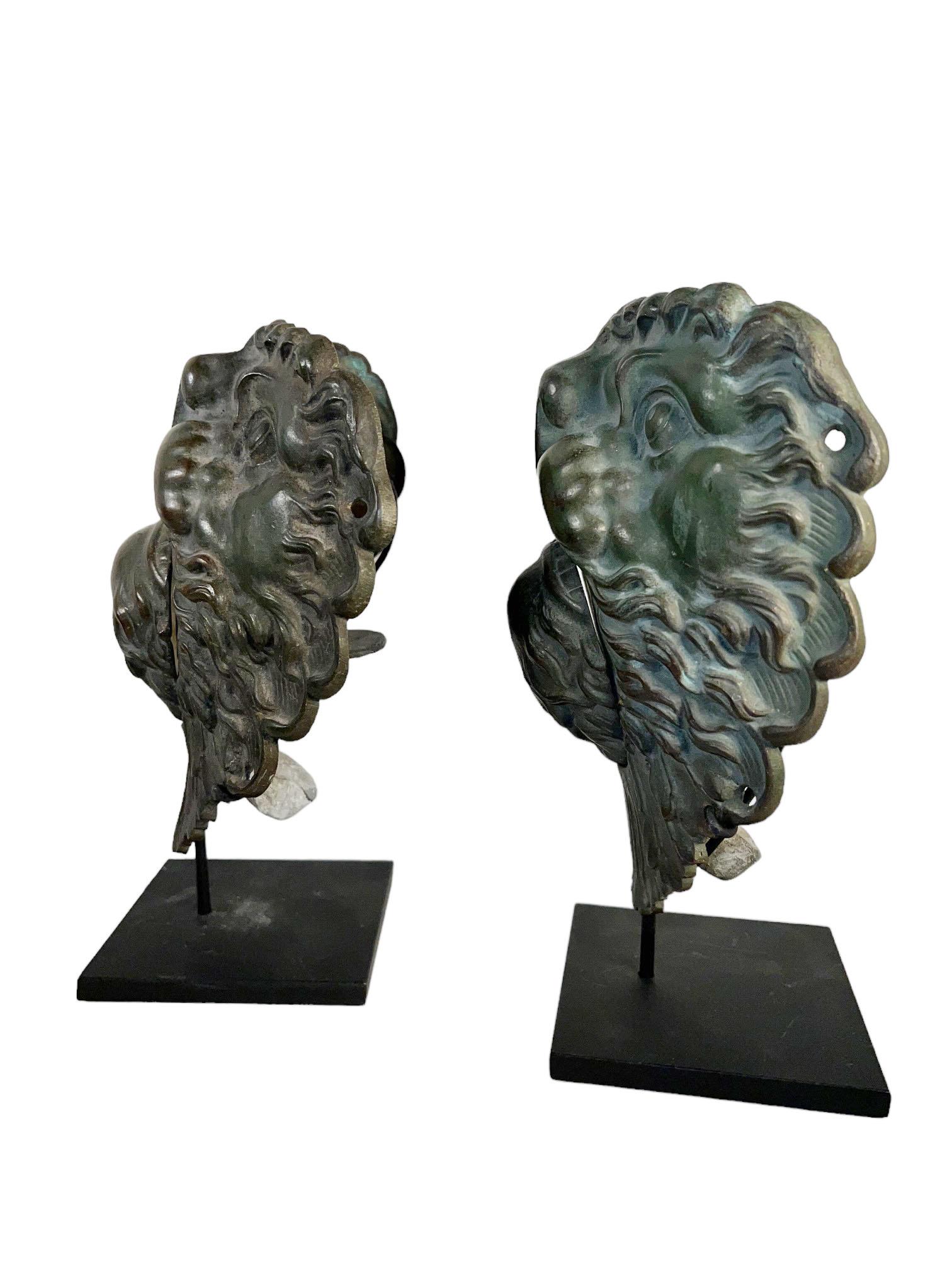 Fine XIX secolo Maschera di leone francese montata in bronzo in vendita