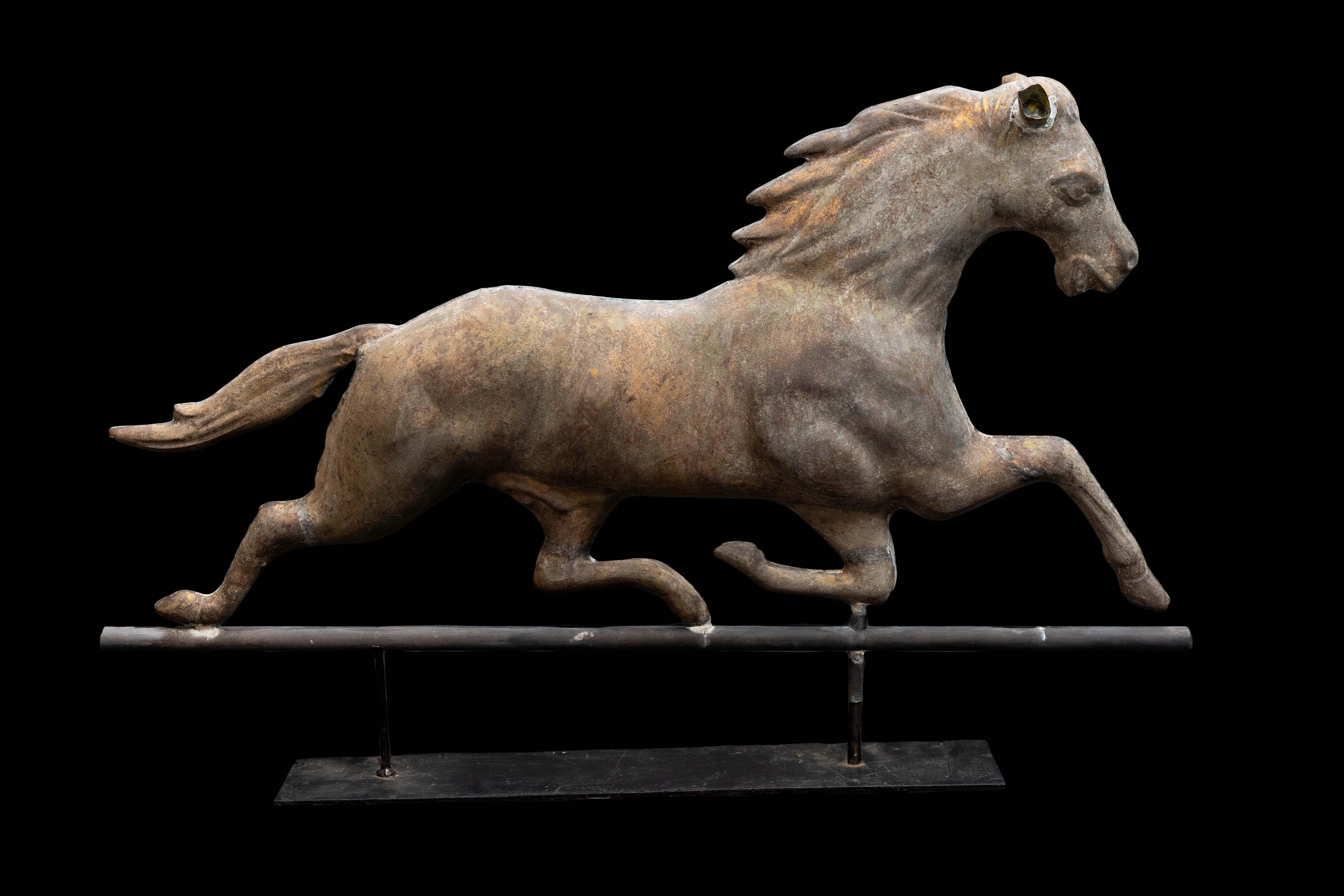 Mounted full bodied gilt horse weathervane

Measures approximately: 33