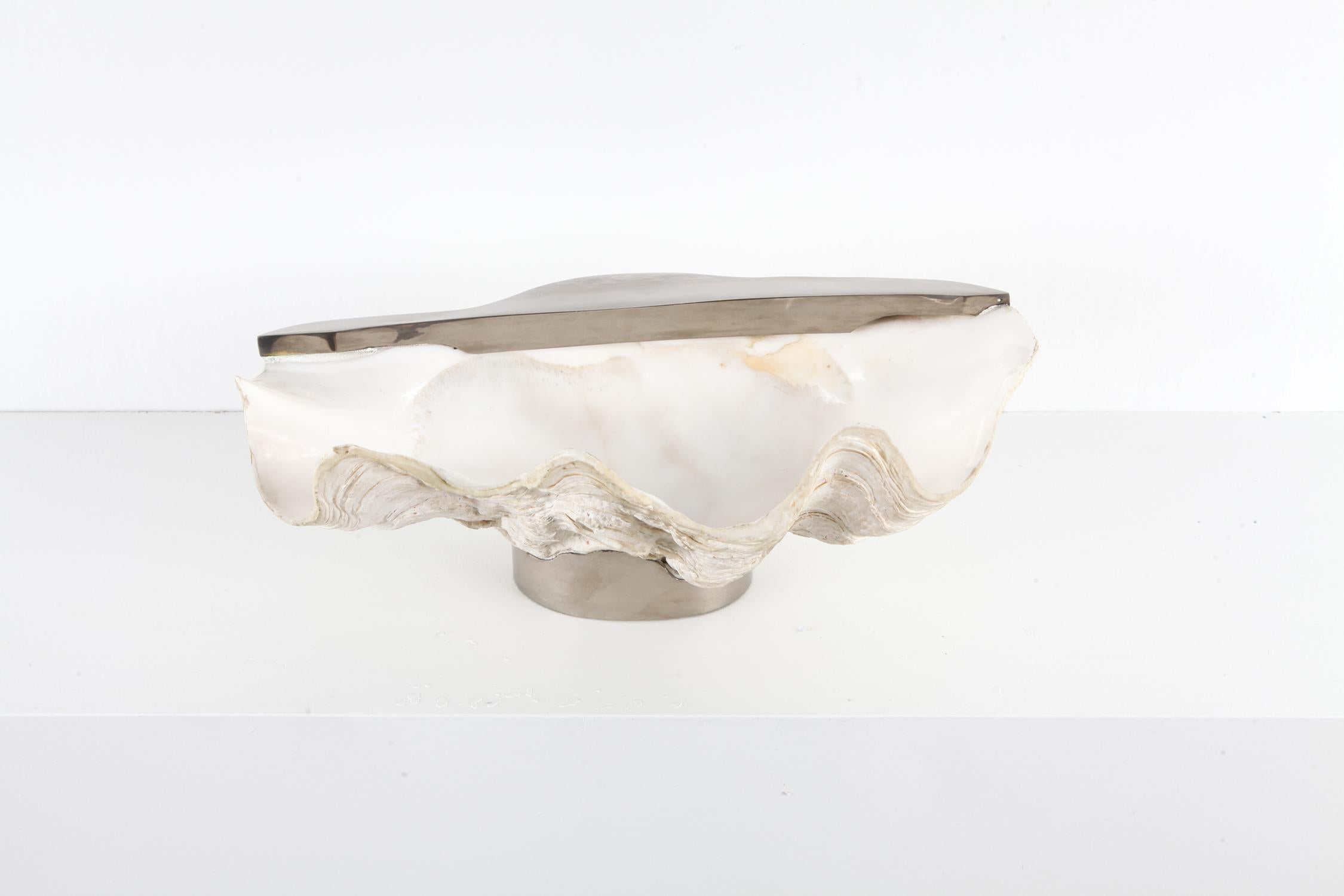 Silvered Mounted Giant Clam Shell