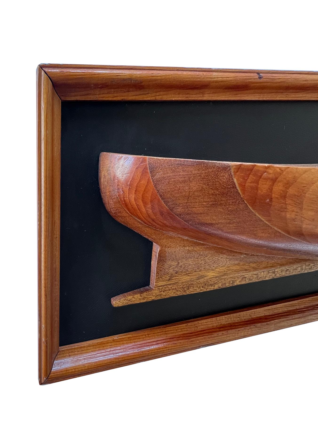 Folk Art Mounted Half-Hull Wooden Boat Builder's Model