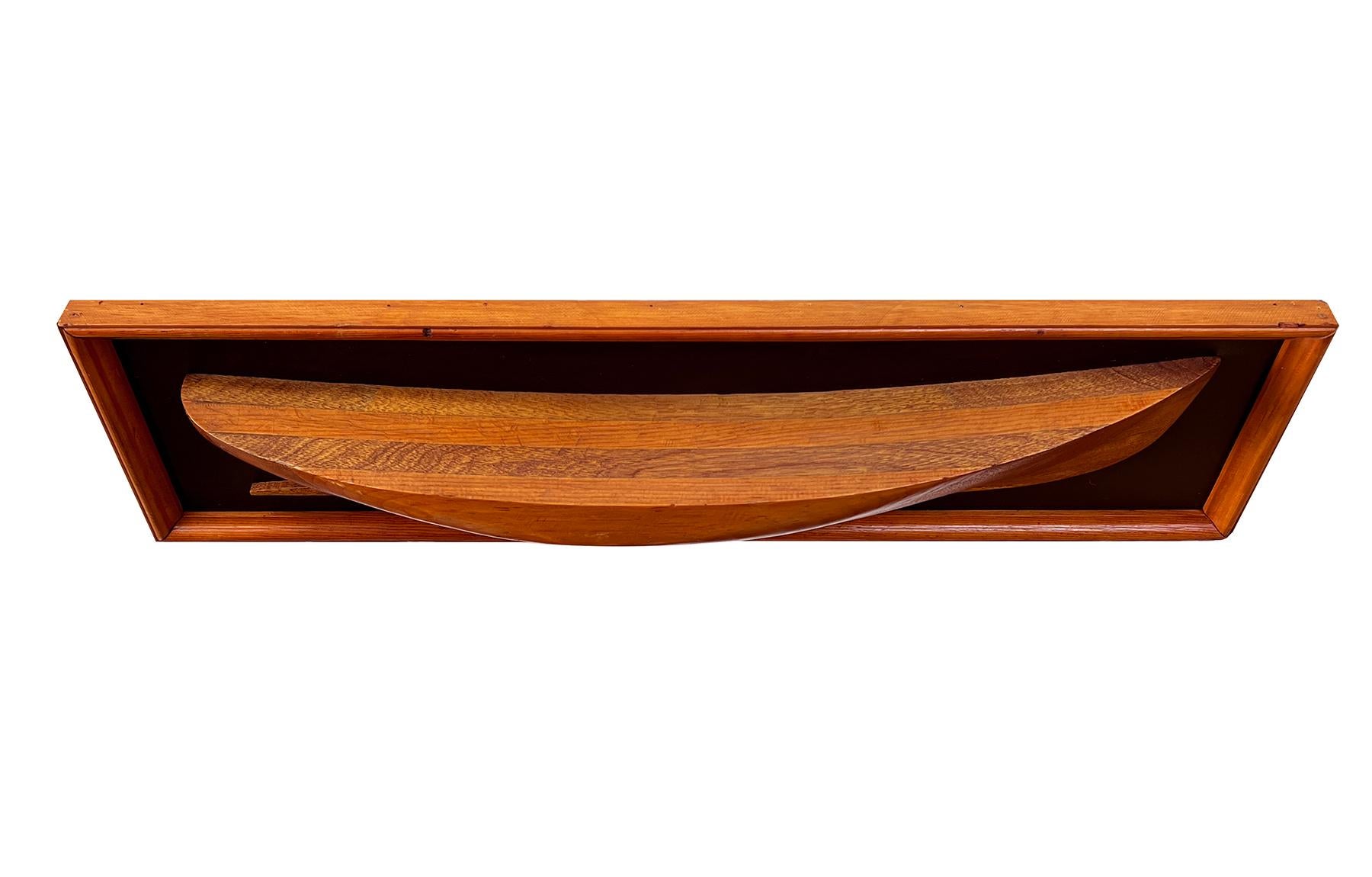 Carved Mounted Half-Hull Wooden Boat Builder's Model