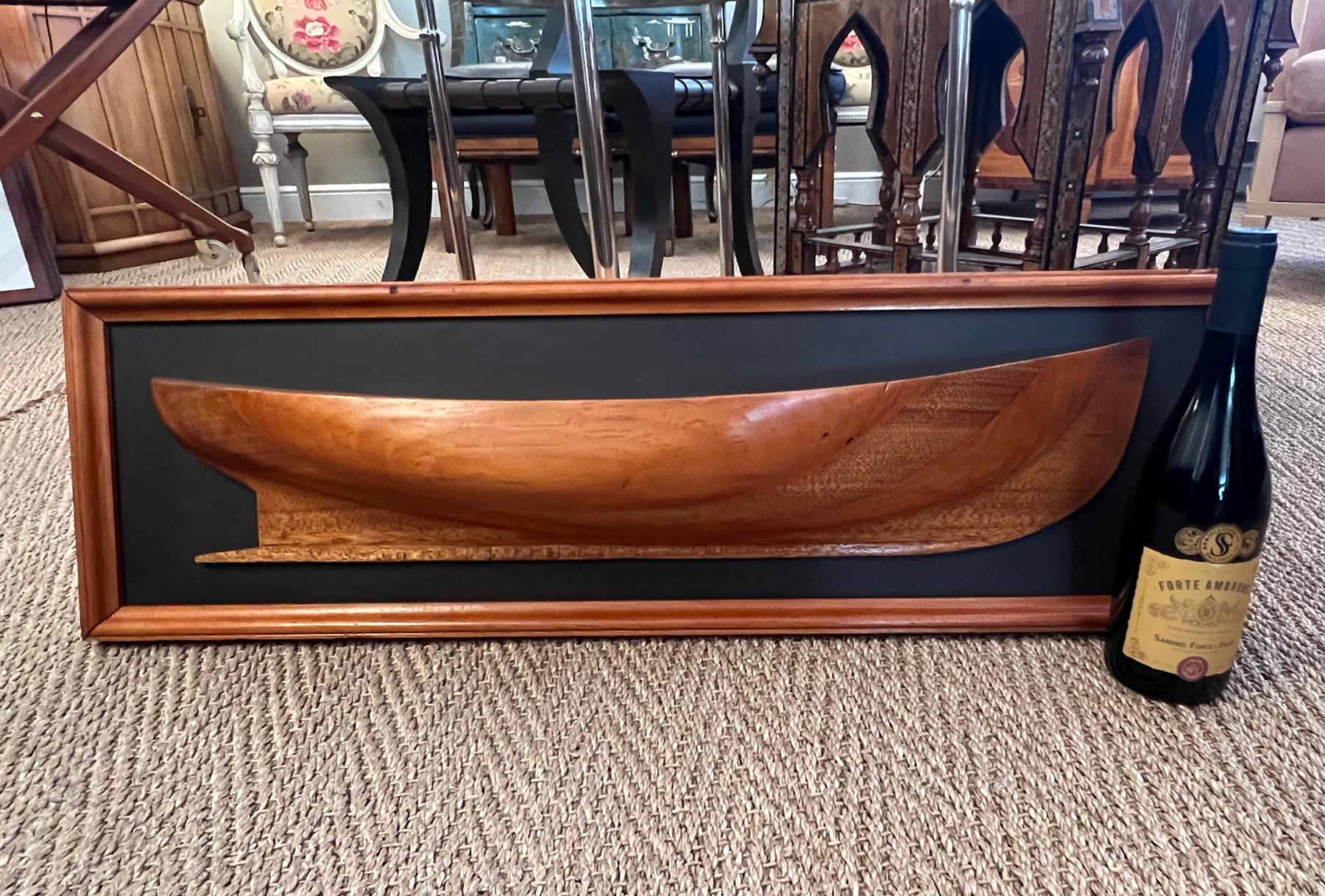 Mid-20th Century Mounted Half-Hull Wooden Boat Builder's Model