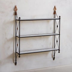 Mounted Iron + Carrara Marble Wall Shelf, France 20th Century