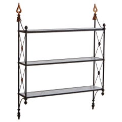 Mounted Iron + Carrara Marble Wall Shelf, France 20th Century