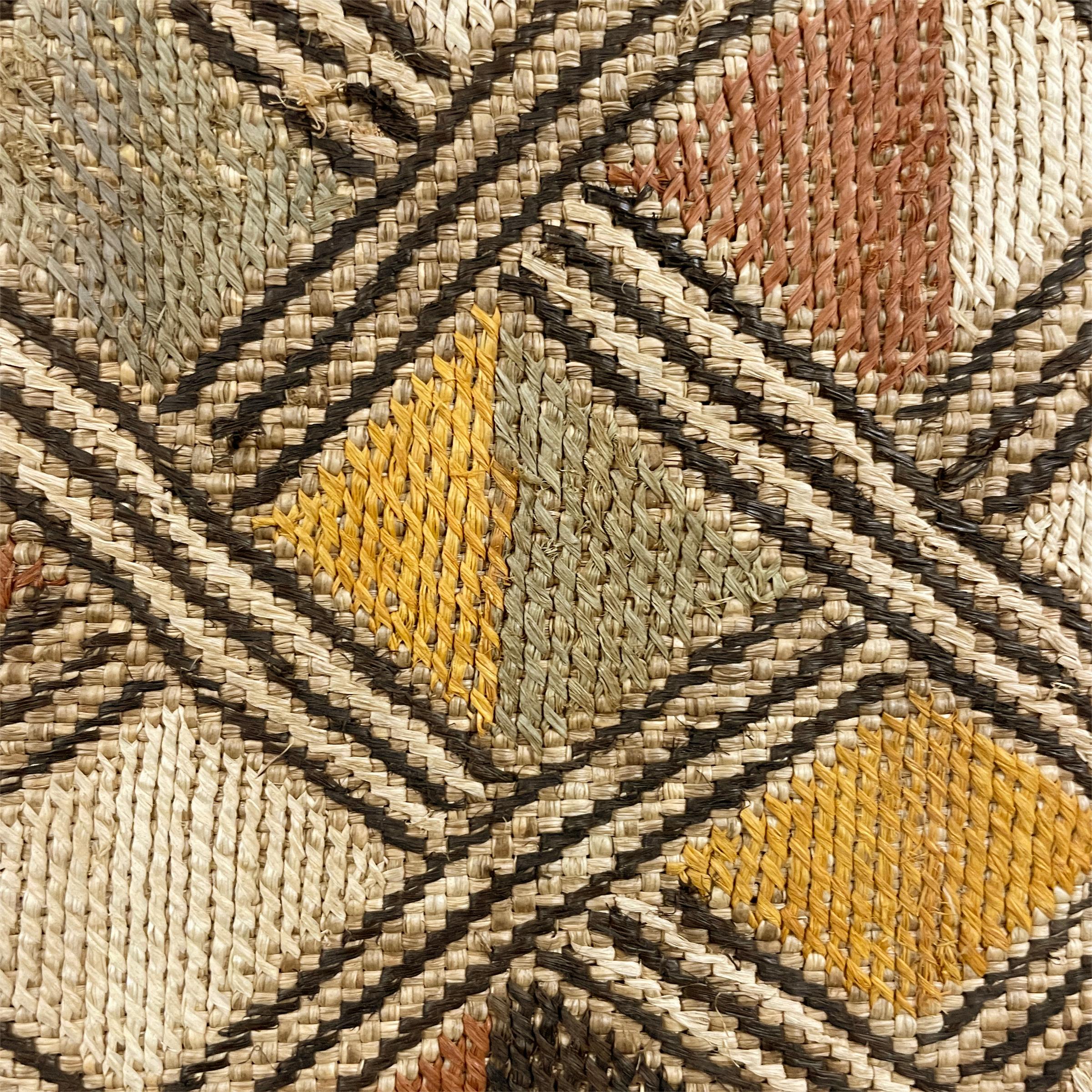 Raffia Mounted Kuba Shoowa Embroidered Cloth