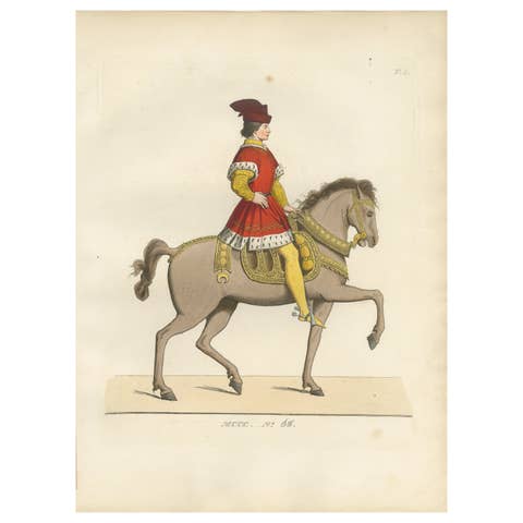 Mounted Nobleman in Parade Dress – Italian Renaissance Equestrian Portrait, 1845