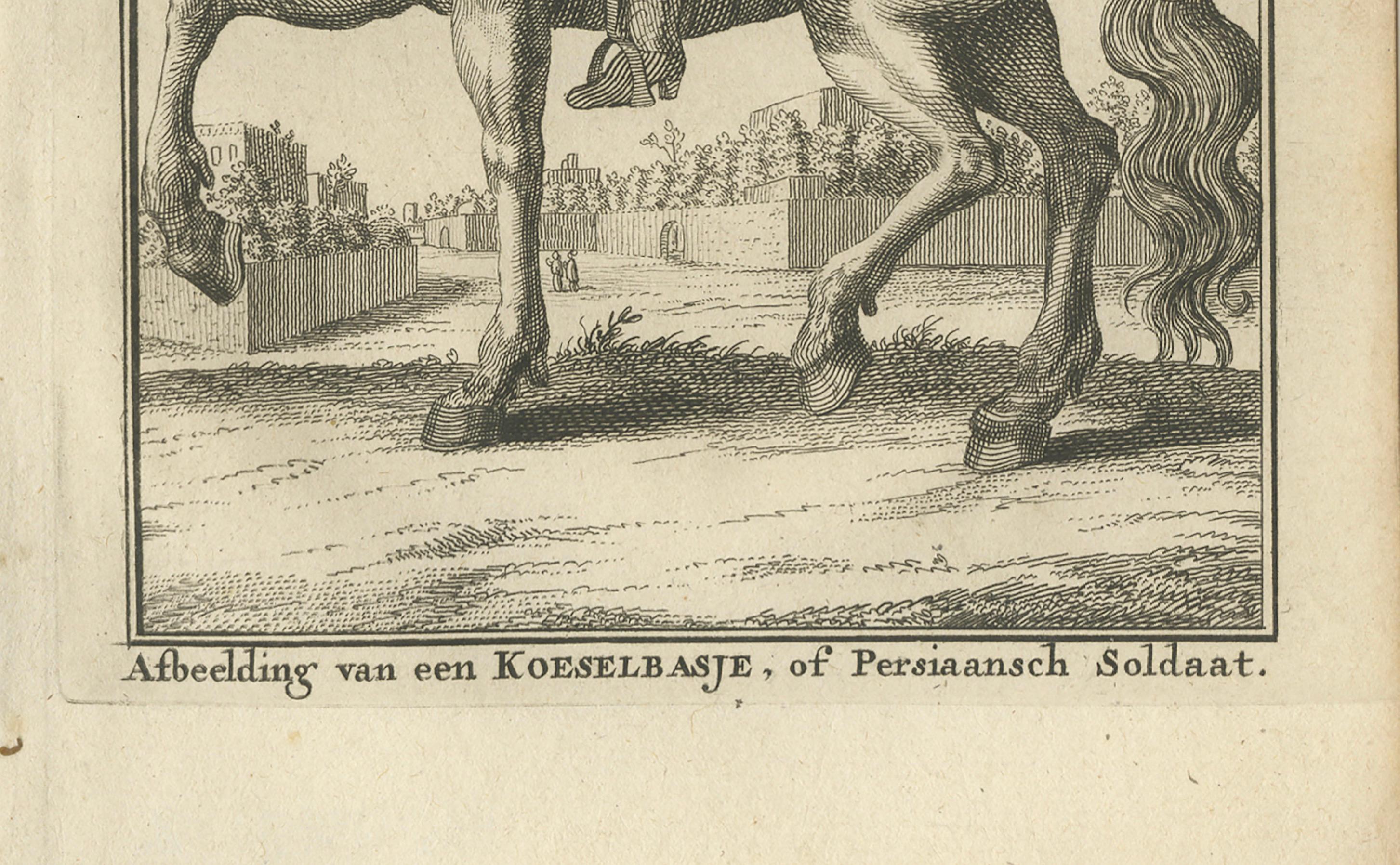 Soldado persa montado - Traje militar safávida, c.1730 Grabado en venta
