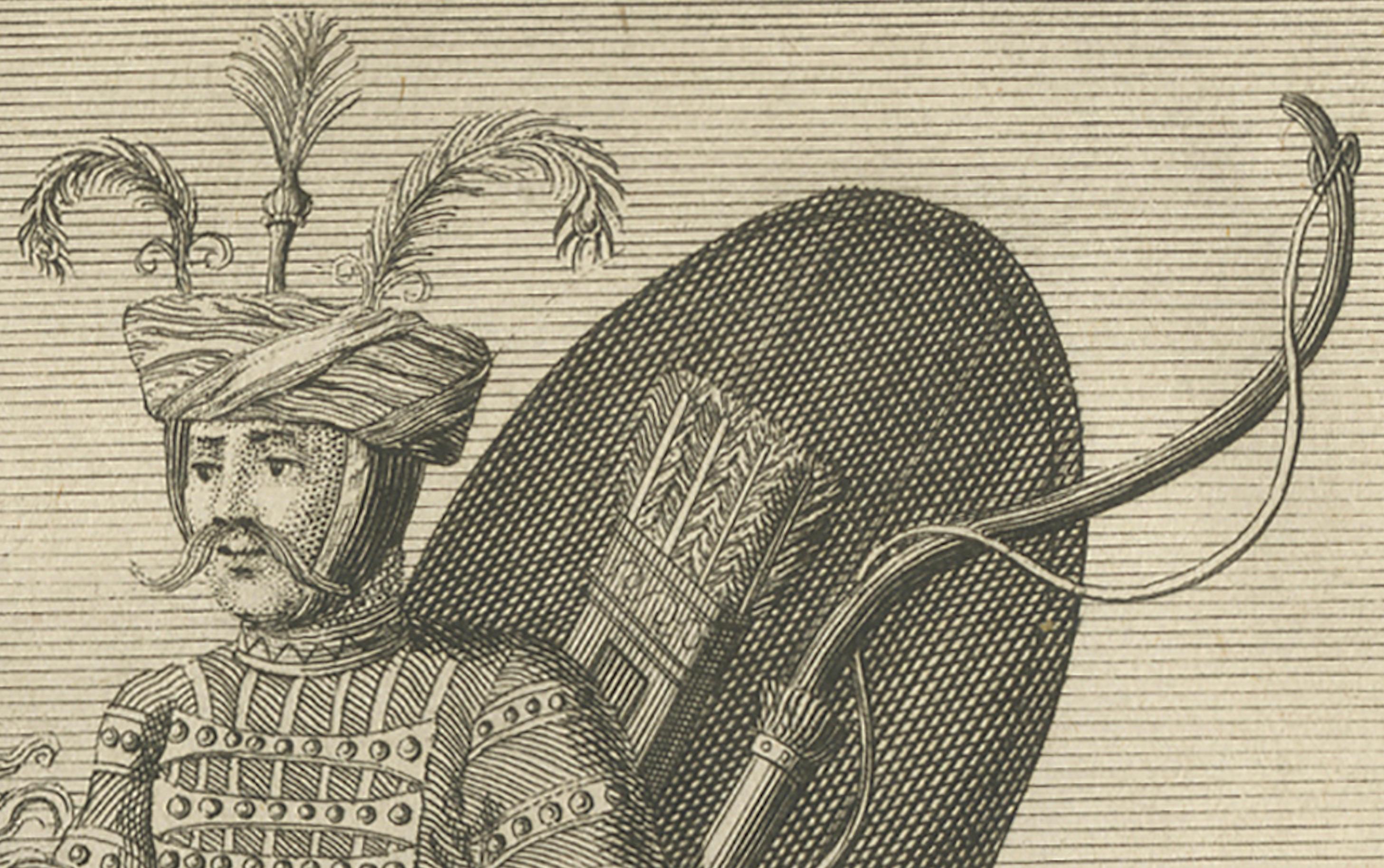 Soldado persa montado - Traje militar safávida, c.1730 Papel en venta