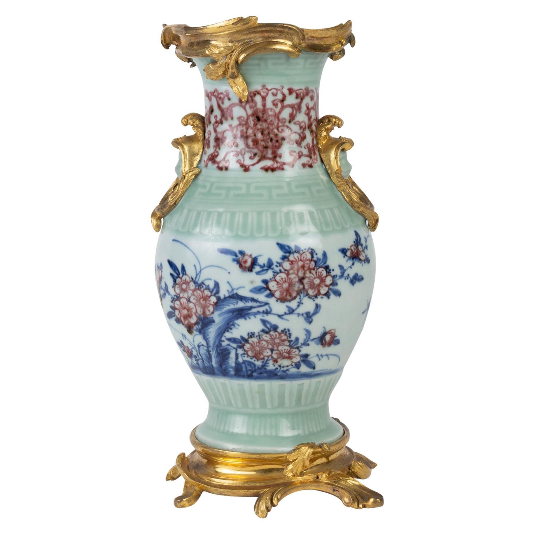 Mounted Porcelain Vase, Gilt Bronze and Chiselled, 18th Century