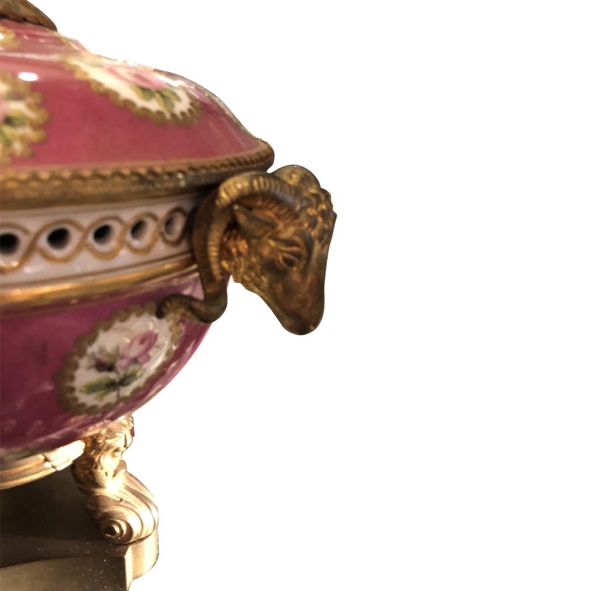 French Mounted Potpourri Late 19th Century Sèvres Style For Sale
