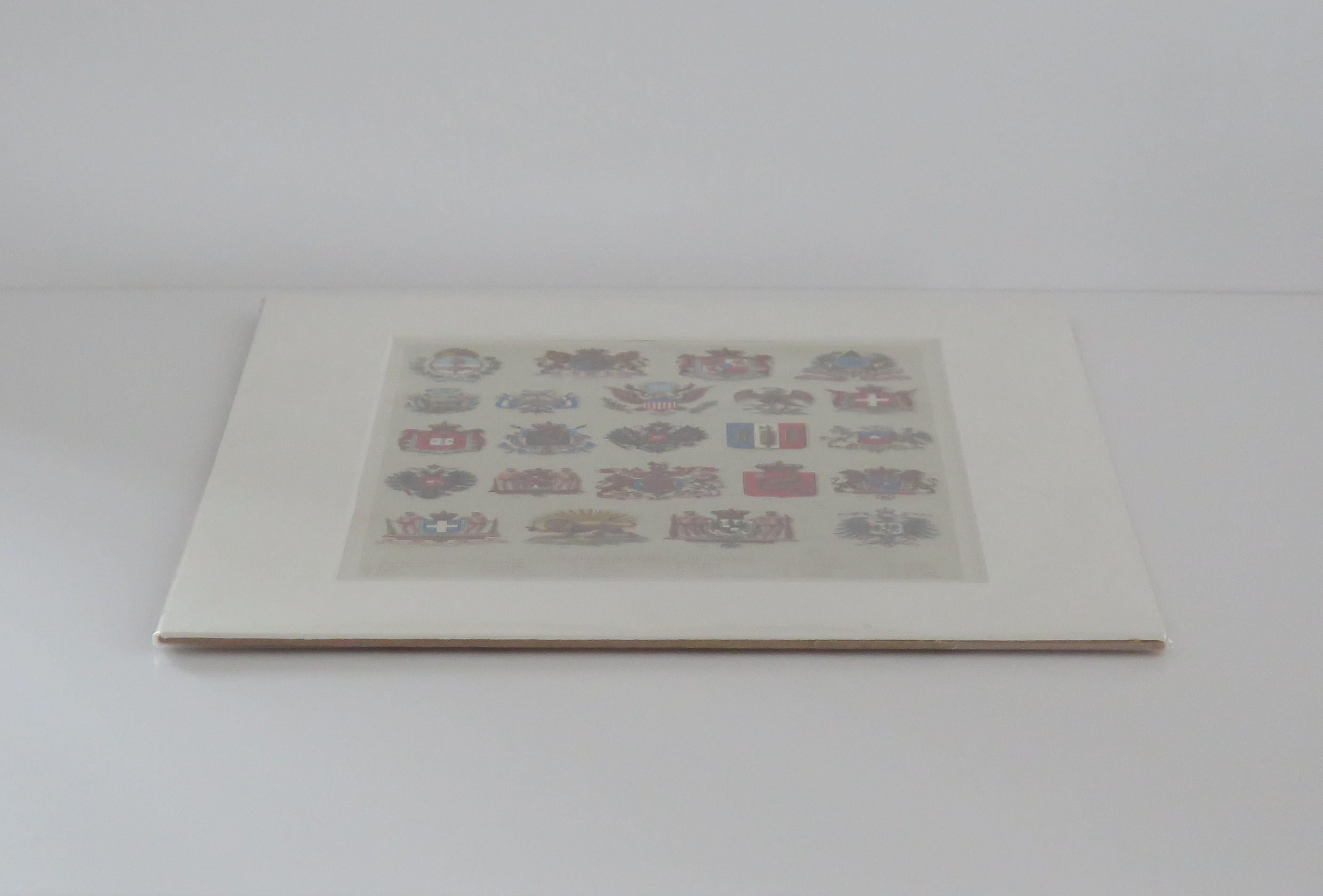 Mounted Print of National Coats of Arms by Tiffany & Co. from 1895 Encyclopedia  For Sale 3