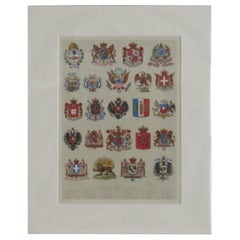 Montierter Druck Nationaler Wappen von Tiffany & Co. aus der Encyclopedia von 1895