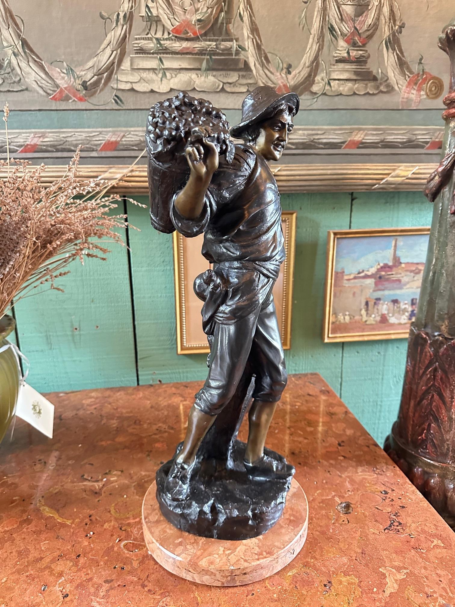 Mounted Sculpture Bust Bronze on Marble Base Bibelot Decorative Center Art Piece For Sale 5