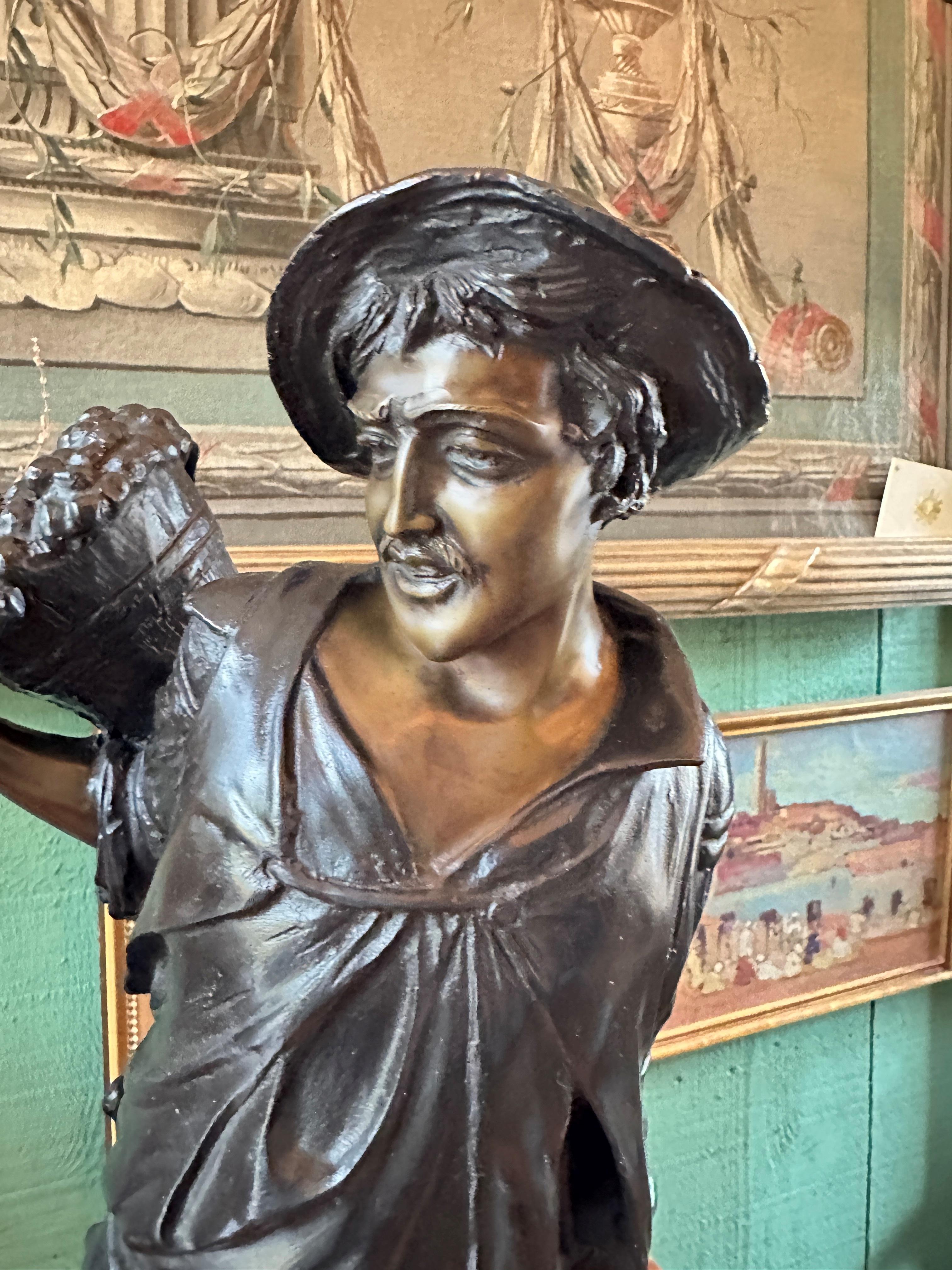Mounted Sculpture Bust Bronze on Marble Base Bibelot Decorative Center Art Piece For Sale 10