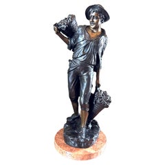 Mounted Sculpture Bust Bronze on Marble Base Bibelot Decorative Center Art Piece