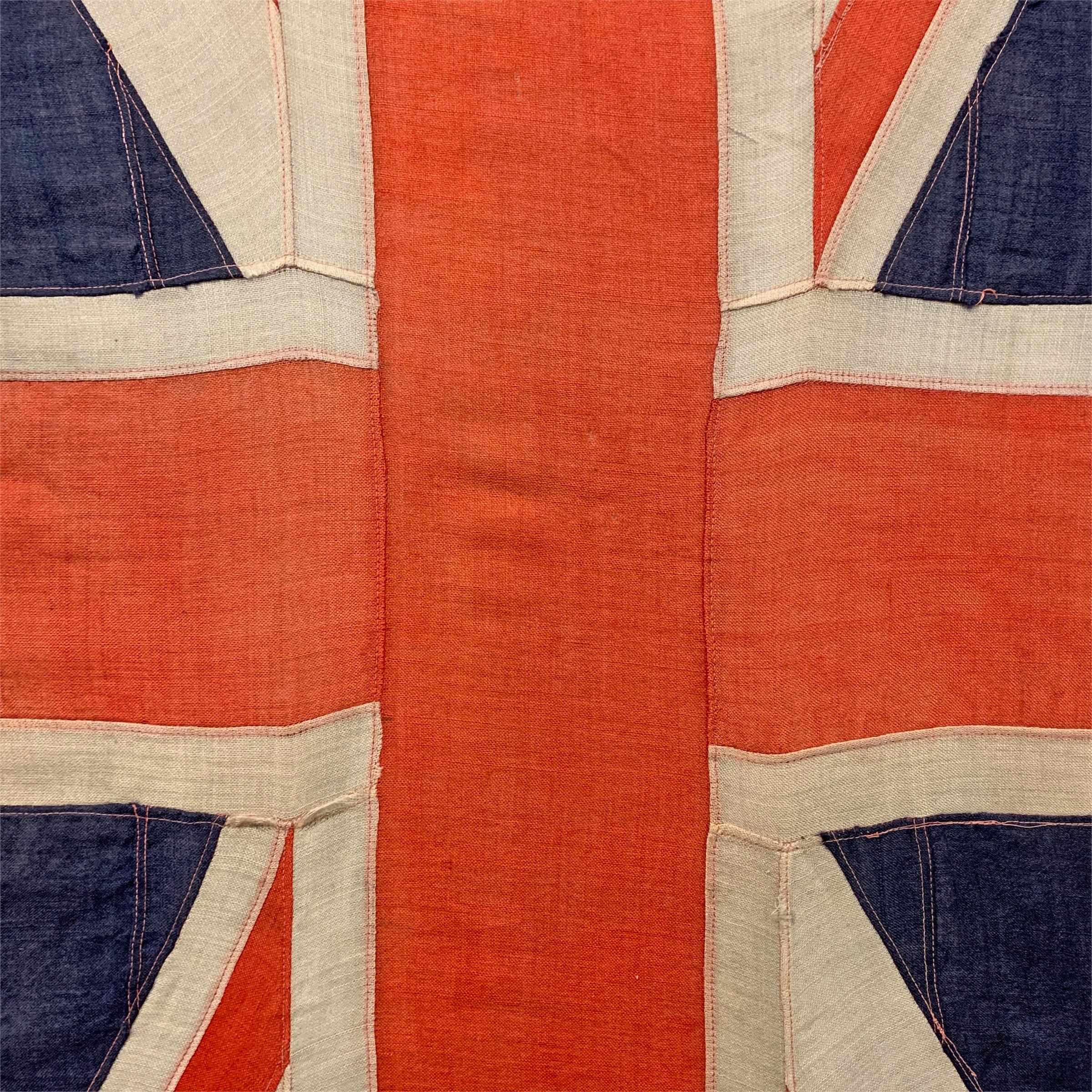 Mounted Vintage British Linen Union Jack Flag In Good Condition In Chicago, IL