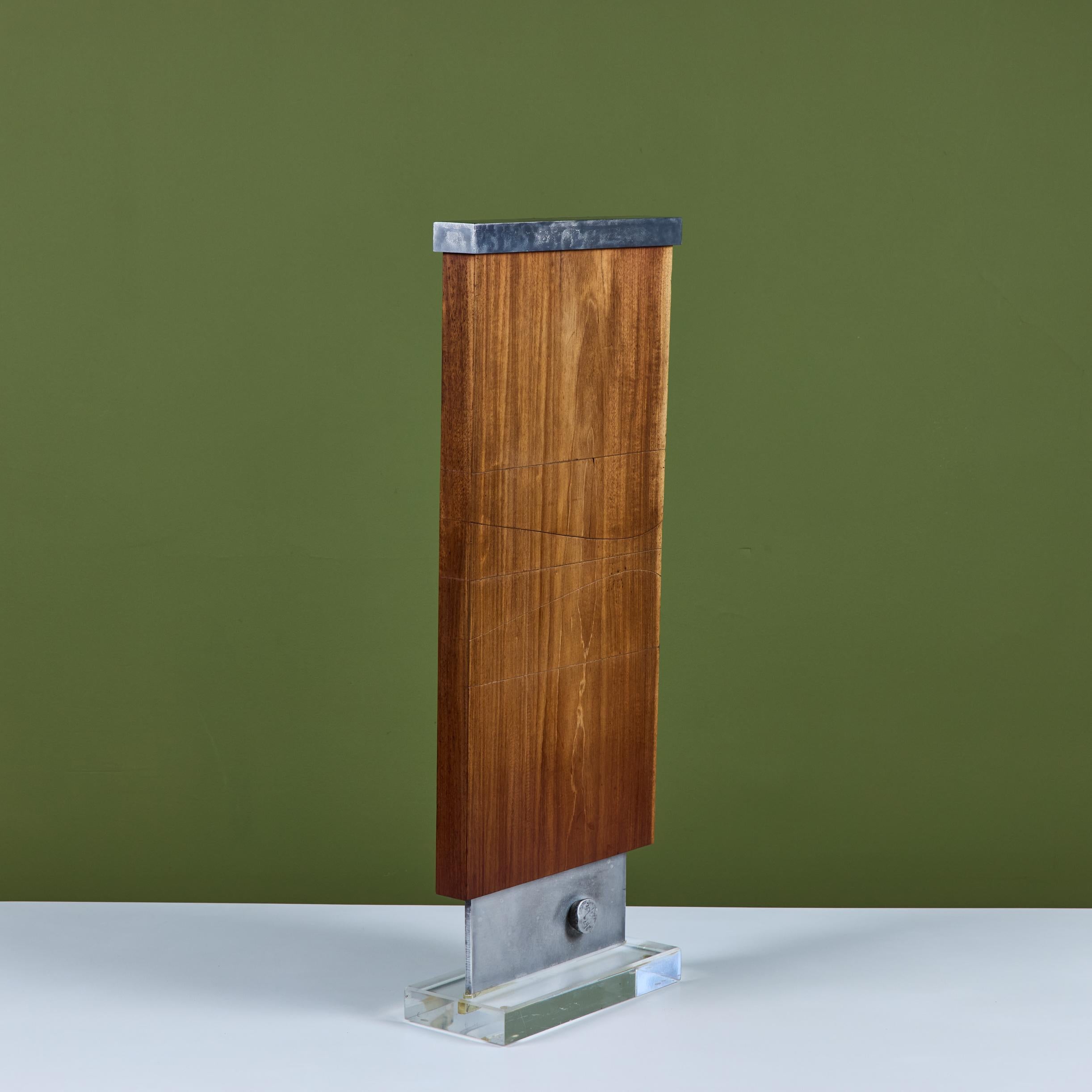 Mounted Walnut and Aluminum Sculpture For Sale 3
