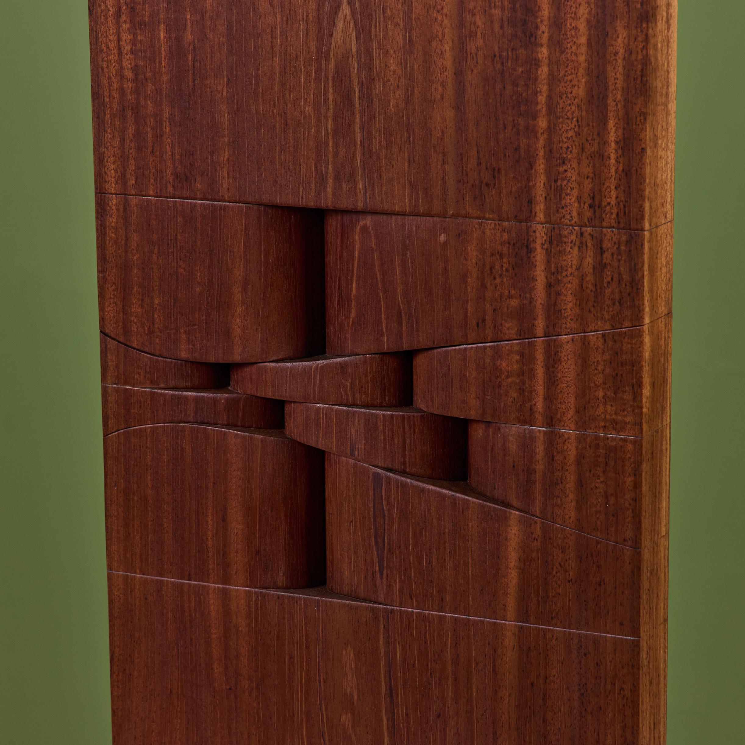 Mounted Walnut and Aluminum Sculpture For Sale 6