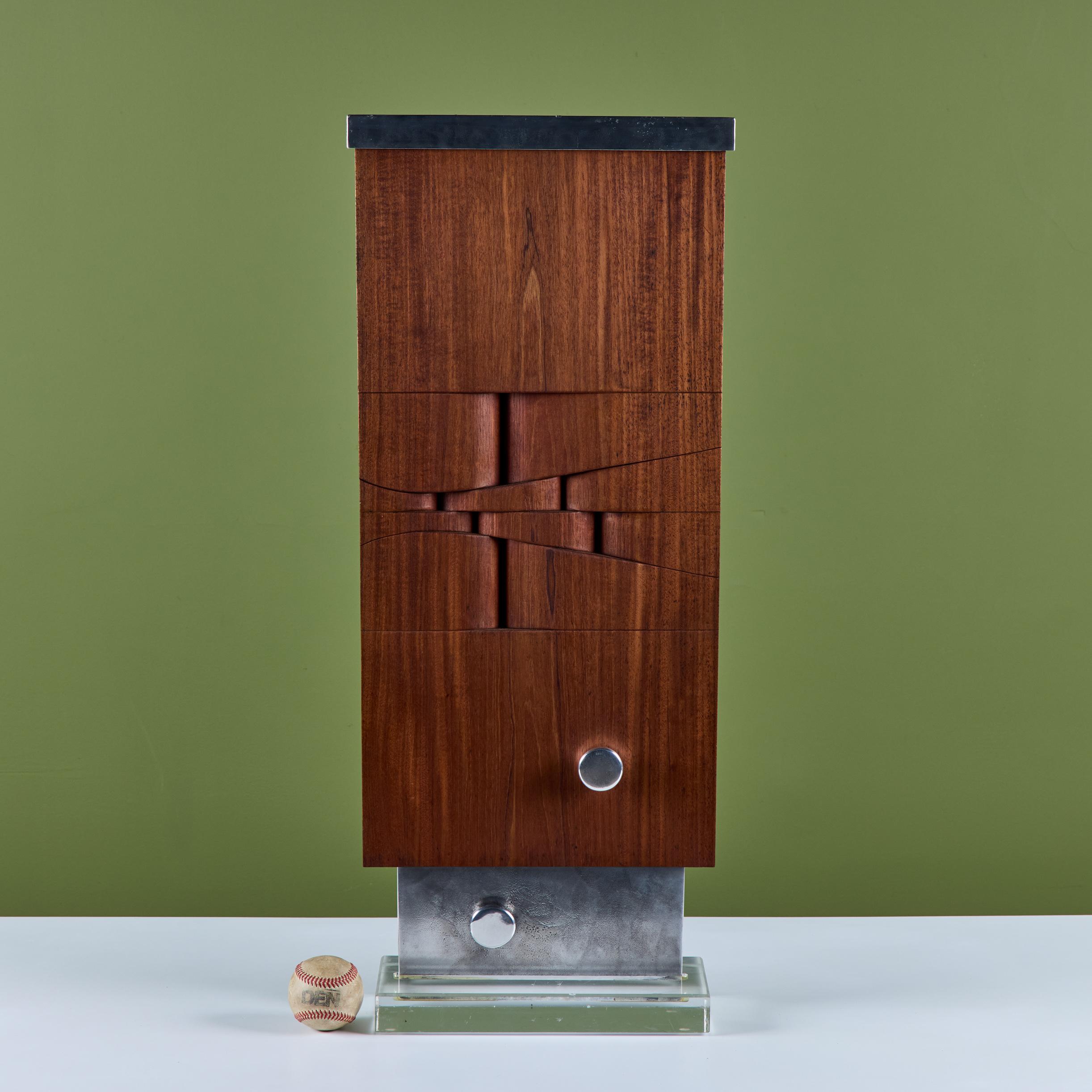 American Mounted Walnut and Aluminum Sculpture For Sale