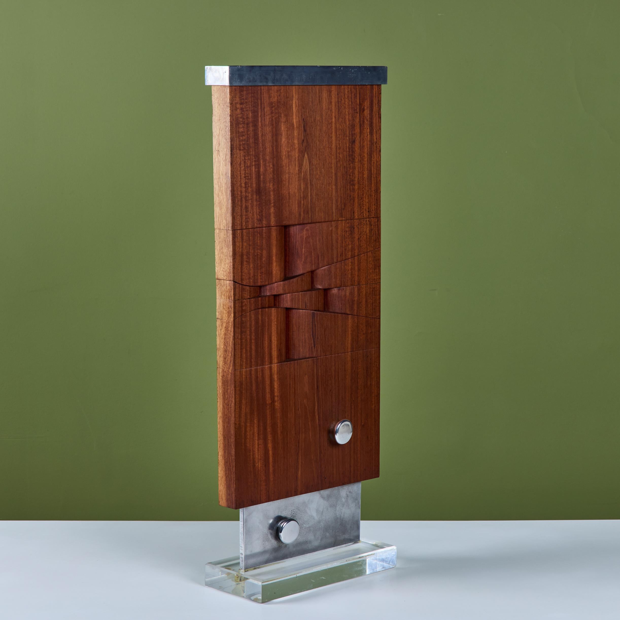 Mounted Walnut and Aluminum Sculpture In Good Condition For Sale In Los Angeles, CA